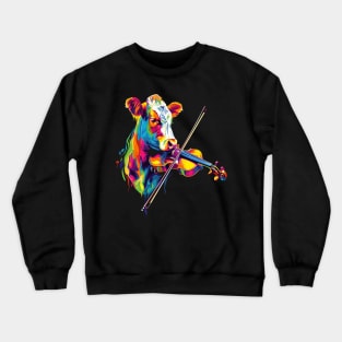 Cow Playing Violin Crewneck Sweatshirt